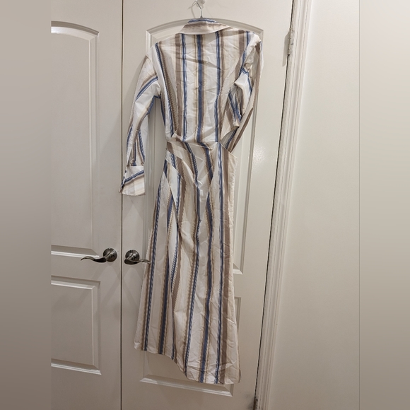 6. NWT JONATHAN SIMKHAI MARGE STRIPED MIDI DRESS IN NOUGAT STRIPE - Picture 3 of 8